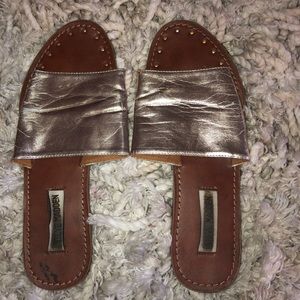 Steve Madden Gold Sandal Slides